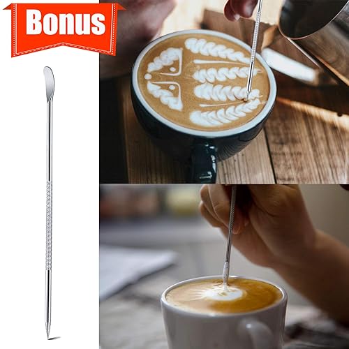 32oz/1000ml Stainless Steel Milk Frothing Pitcher – Barista Steaming Cup With Latte Art Pen & Spoon
