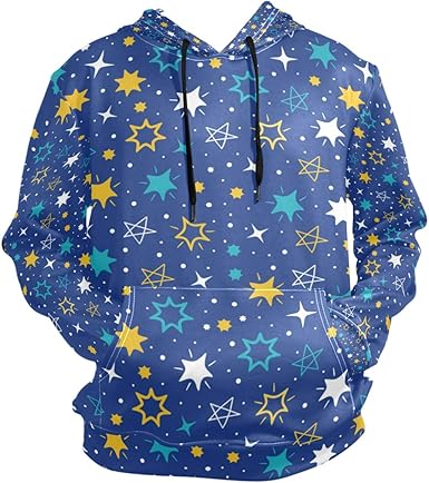 blue hoodie with white stars