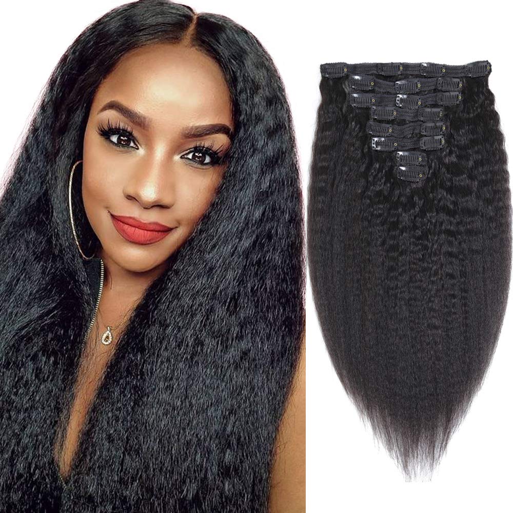 Sibaile Kinky Straight Clip in Extensions Human Hair, Real