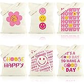 Sotiff 6 Pcs Coquette Pink Bow Tote Bag Preppy Aesthetic Bag for Women Reusable Shopping Grocery Gifts