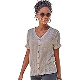 LASCANA Women's Short Sleeve Open Knit Top &ndash; Lightweight, Stylish Summer Sweater