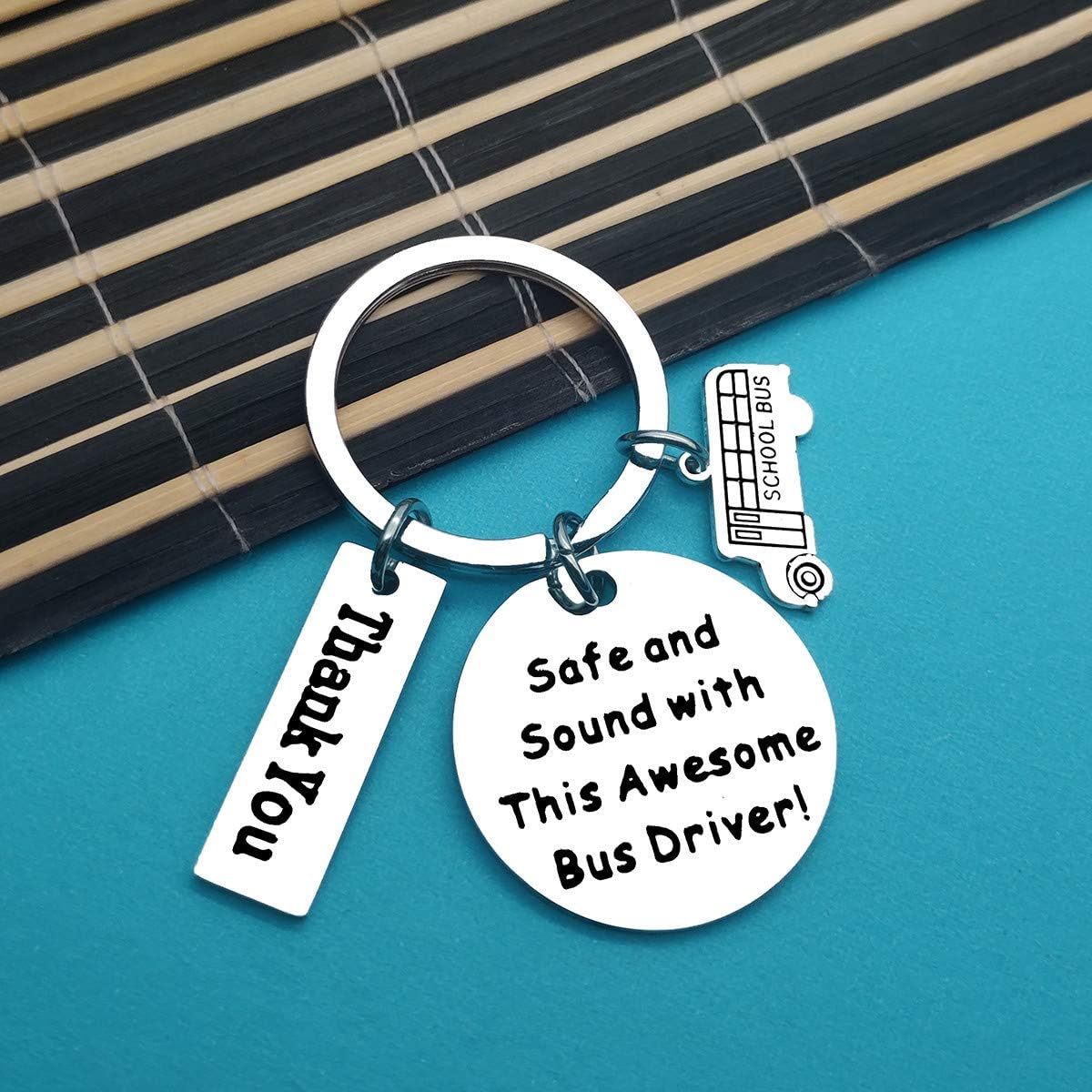 Huwujiu School Bus Driver Keyring Gifts Safe and Sound with This Awesome Bus Driver Keyring School Bus Driver Appreciation Gift Birthday Christmas Gifts Thanksgiving Day Gifts for School Bus Driver - Image 4