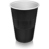 TRUE Plastic Cups for Cocktails, Soda, Iced Coffee, Iced Tea, Beer Pong, Disposable Cups for Birthday Party, Game Nights, Happy Hour, Picnic, Beach Trips, Camping, 16 oz, Set of 50, Black