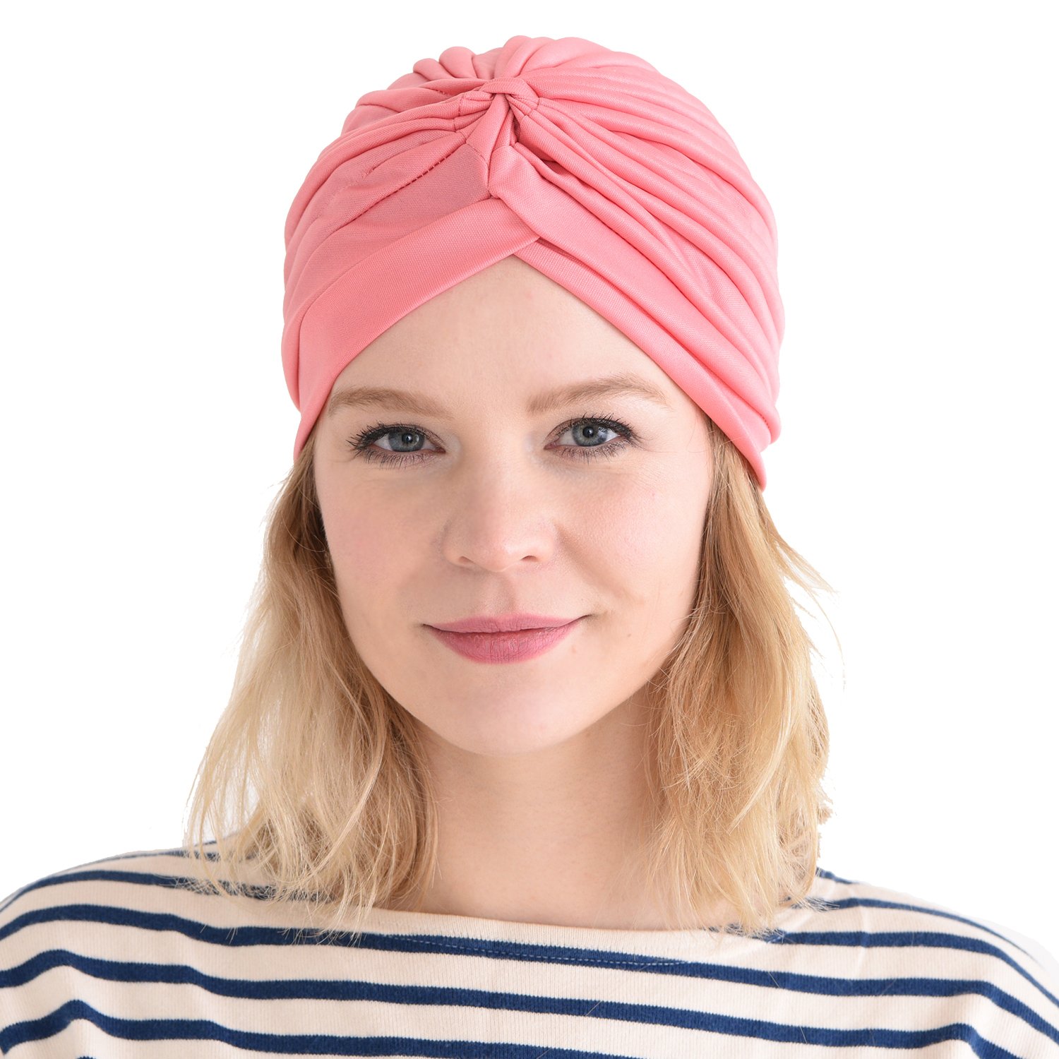 GETACOTA Pleated Glitter Turban Headwrap - Stretchy Slip-On Cap For Women, Grey - View #7