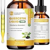 Quercetin Liquid Drops - Quercetin Supplements 700mg - 4X Stronger Than Pills & Capsules - 5 in 1 Quercetin with Bromelain Elderberry Vitamin for Immunity Health Respiratory Health Skin Care- 2 Fl Oz