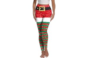Happy Cherry 2024 Christmas Legging for Women Funny Pants 3D Xmas Holiday Leggings Tights Soft