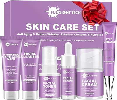 FULLLIGHT TECH Anti Aging Skincare Set for Women Wrinkle Reduction Hydration