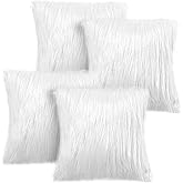 Irenare 4 Pack Faux Fur Throw Pillow Covers Square Cushion Cover Fuzzy Pillow Case Soft Decorative Pillowcase for Sofa, Couch, Chair, Bed, 16 x 16 Inch (White)