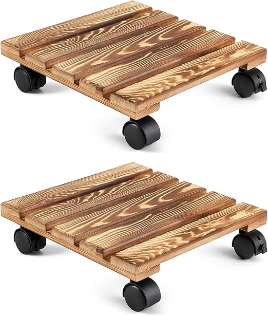 OAK LEAF Plant Caddy with Wheels, 12 Inch Plant Stand Plant