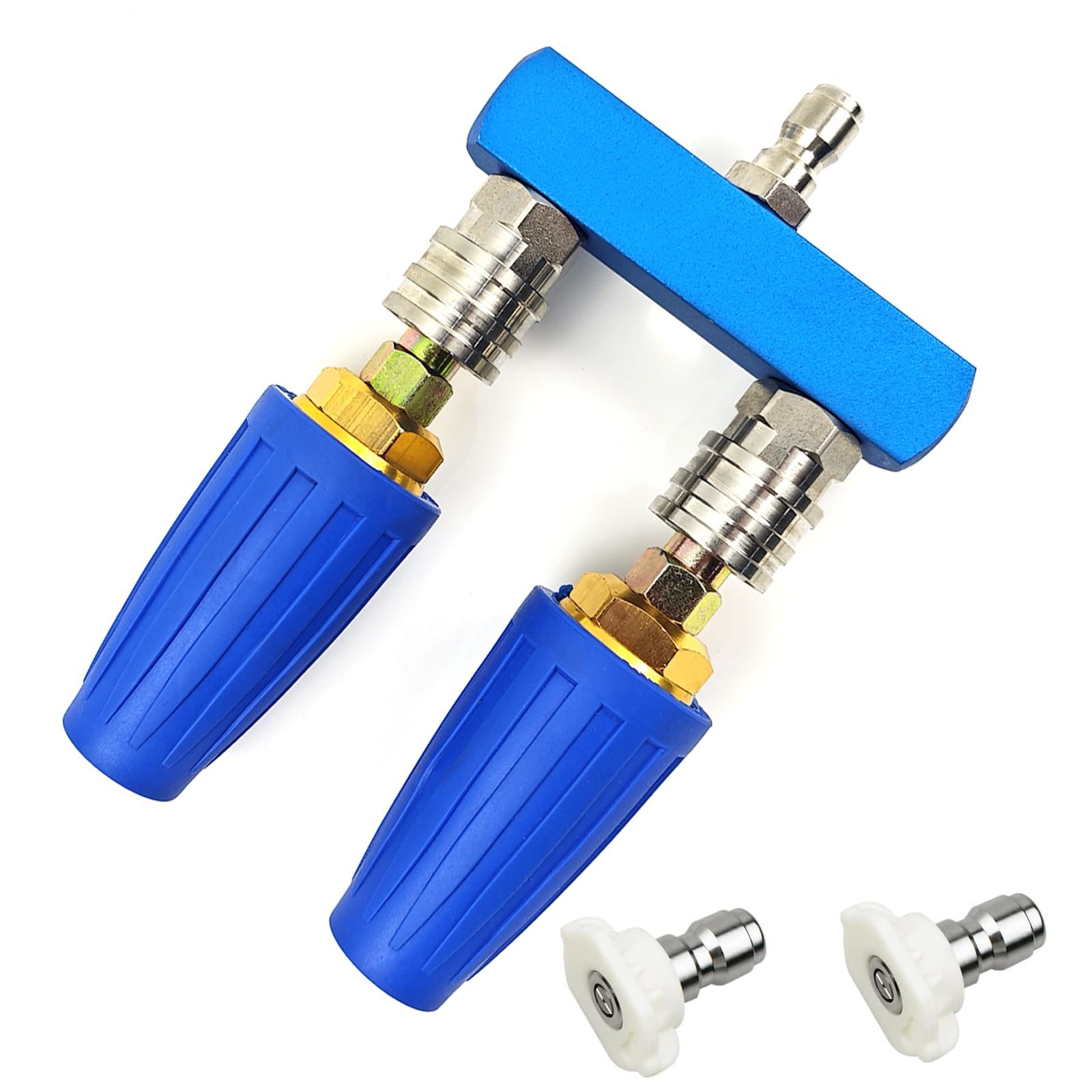Photo 1 of Dual Turbo Nozzle Pressure Washer and Dual Pressure Washer Nozzle Tips 2-in-1,with 2PCS 360°Rotating Turbo Nozzle,2PCS Pressure Washer Tips(40 Degree White),4000 PSI,1/4 Inch Quick Connect