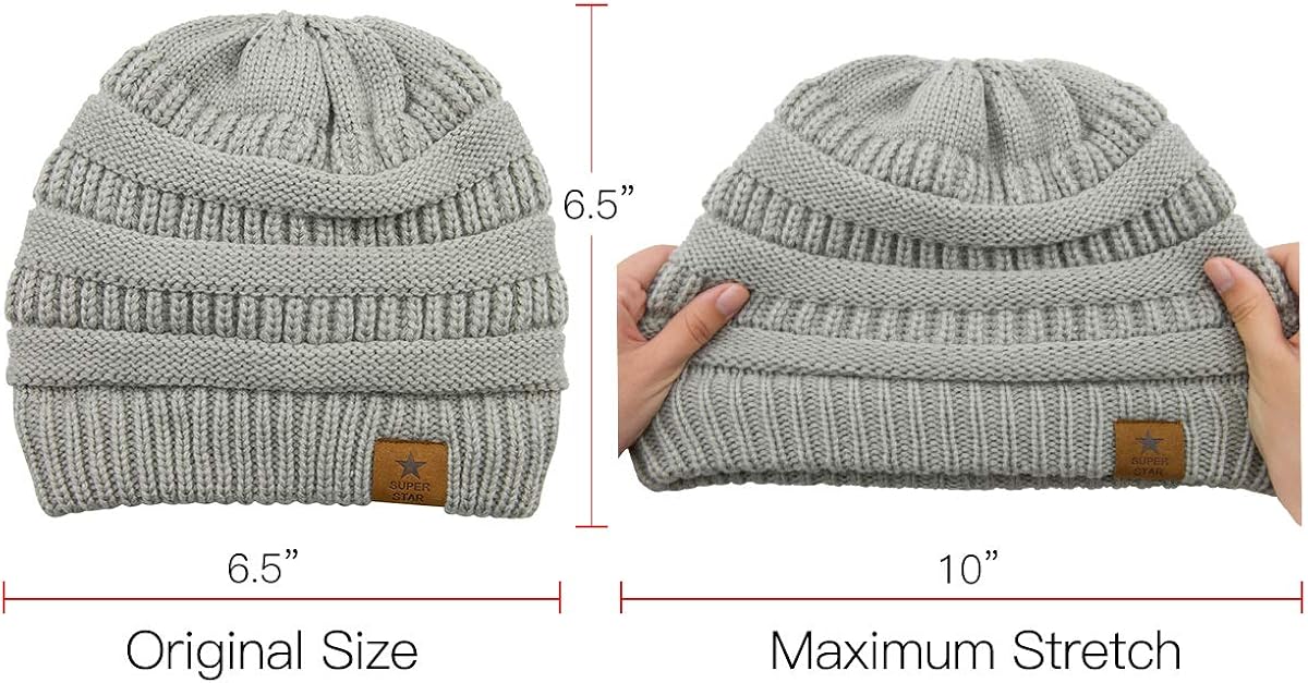 Durio Soft Warm Knitted Baby Hats Caps Cute Cozy Chunky Winter Infant Toddler Baby Beanies for Boys Girls 3 Pack Black & Light Grey & Navy: Clothing