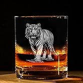 Tiger Vintage Engraved Whiskey Glass - Wildlife Themed Gift - Unique Birthday Gifts For Friends And Family - Tiger Lovers Gift - Vintage Old Fashioned Glass - Decor For Bar