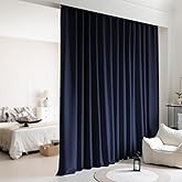 KNEOQIT Extra Wide Room Divider Blackout Ceiling Theater Curtains with Hook, Floor Theater Curtains for Living Room(1Panel, Navy, W8.3ft x H9ft)