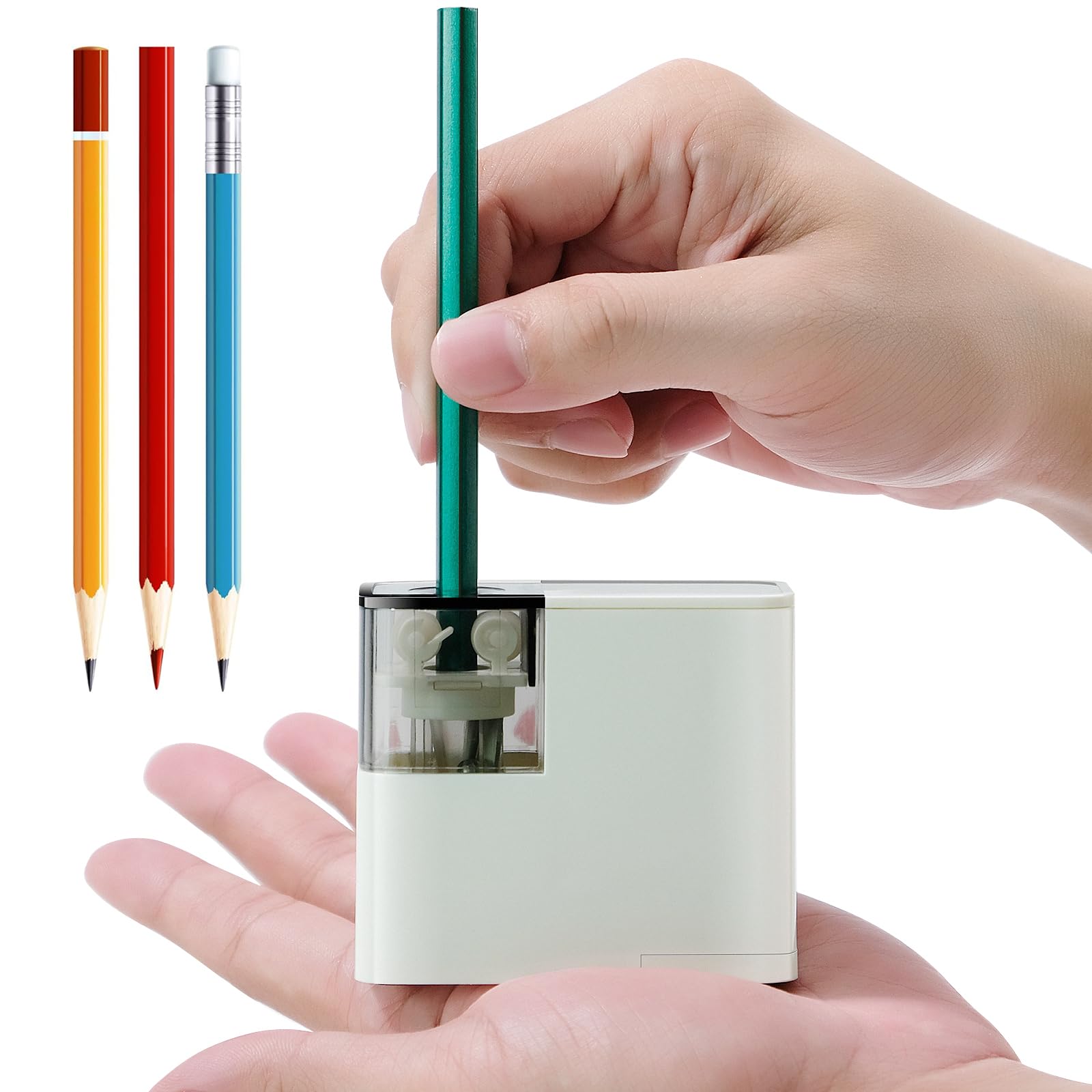 Photo 1 of Electric Pencil Sharpener, Automatic Handheld Pencil Sharpener for Colored Pencils in for 6-8mm Colored Pencils/Office/Home-White