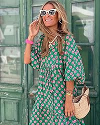 miduo Womens Loose Fit Fashion Summer V Neck Half