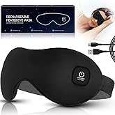 Heated Eye Mask, Mutilplx Cordless Heated Eye Masks for Dry Eyes, Washable Warm Eye Compress Eye Heating Pad for Eye Relief Stye Treatment Improved Sleep Travel (Black)