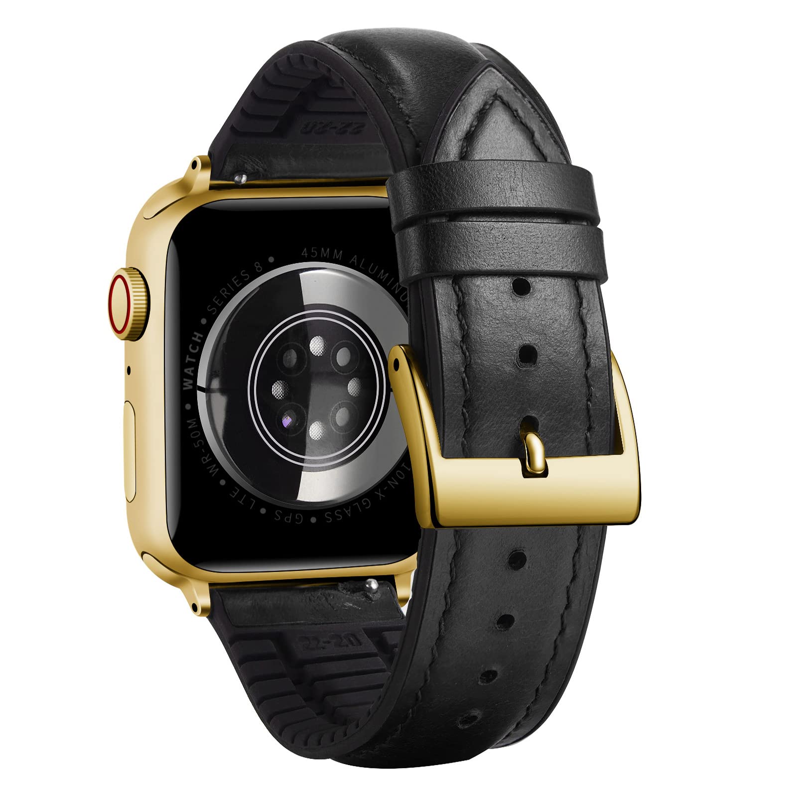 BINLUN Compatible with Apple Watch Strap 42mm 44mm 45mm 46mm 49mm Oil Wax Leather and Breathable Silicone Hybrid Replacement Band Compatible with iWatch Ultra SE SE2 Series 11/10/9/8/7/6/5/4/3/2/1