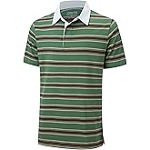 VANLYTK Mens Polo Shirts Striped Cotton Moisture Wicking Classic Collared Casual Golf Shirts for Men