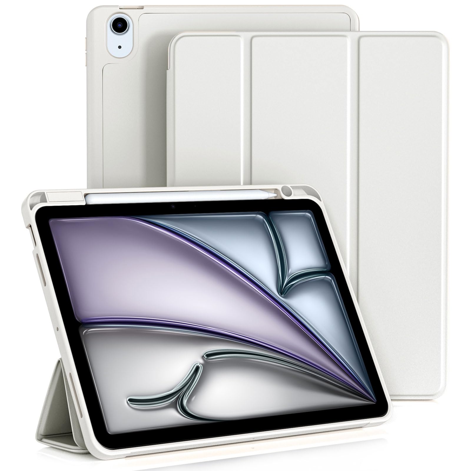 Vobafe Case for iPad Air 11 Inch Case M4/M3/M2(2026/2025/2024), iPad Air 5th 4th Generation(2022/2020 10.9 Inch, Flexible TPU Back Cover with Pencil Holder, Support Apple Pencil Charging-StellarGray