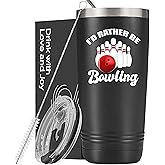 Onebttl Bowling Gifts for Men, Women, Bowling Lovers, I'd Rather be Bowling, 20oz Stainless Steel Insulated Tumbler