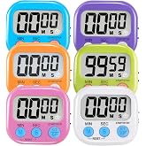 6 Pack Multi-Function Electronic Timer - Magnetic Digital Timers Big LCD Display the Loud/Silent Switch Countdown Timer Extensively Use in Break Time, Cooking,Gym, Meeting, Classroom