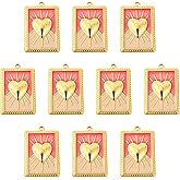 COGCHARGER 10 Pcs Gold Heart Charms for Jewelry Making Stainless Steel Rectangle Enamel Charms for Bracelet Necklace Earrings DIY Crafts