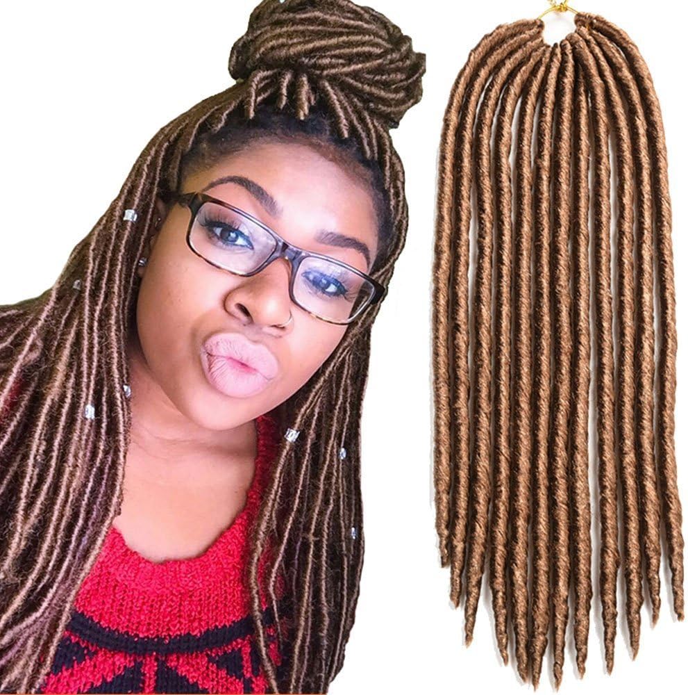 HAIQUAN 20" 8Bundles Color 27# Dreadlock Faux Locs Braid Hair Crochet Braids Synthetic Hair Extension 20Roots/Bundle 95-100g/Bundle