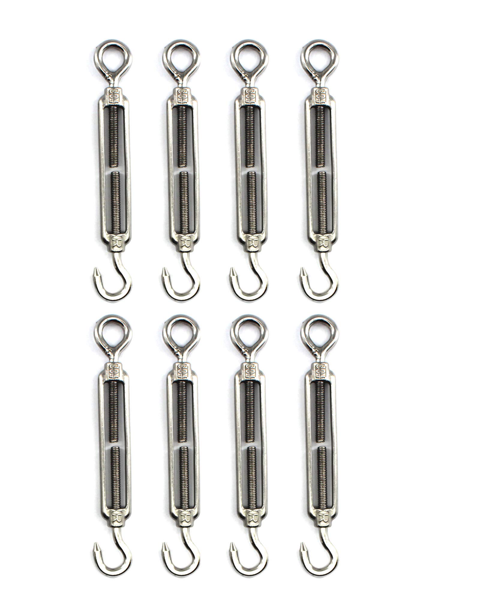 Turnbuckle wire tensioner Faspiroty M6 8 pack 304 stainless steel adjustable hook&eye set heavy duty
