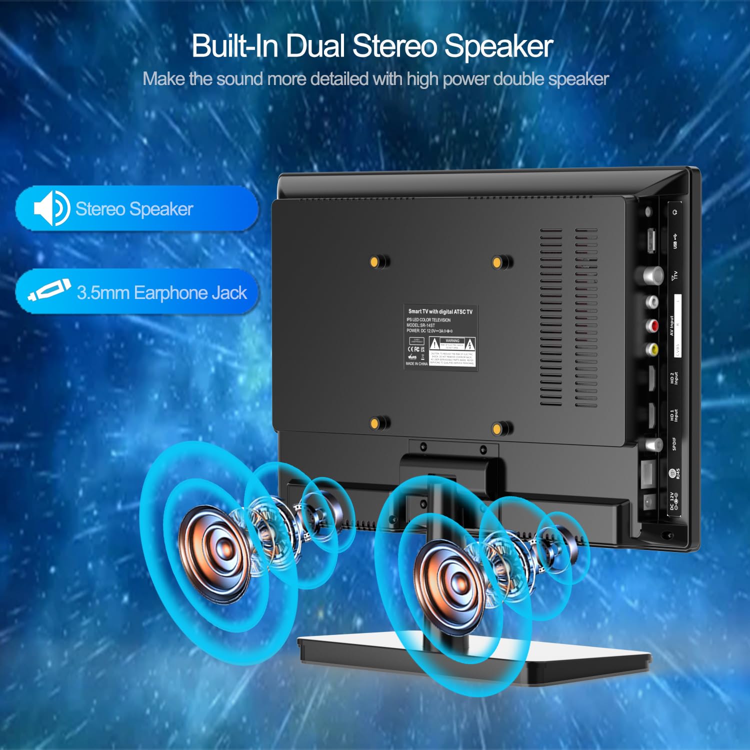 Feihe 14 inch Small Smart TV Built-in APP, HD Flat Screen Android TV with ATSC Tuner for Home, Kitchen, RV Camper