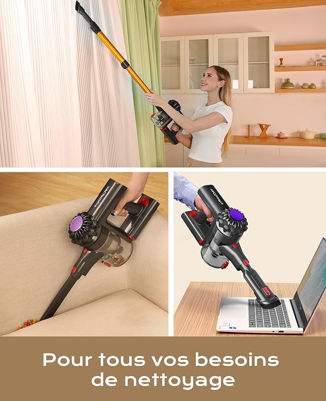 Aspirateur Balai sans Fil, 35kPa Aspirateur sans Fil