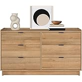 Prepac Simply Modern 6-Drawer Double Dresser for Bedroom, Chest of Drawers, Modern Bedroom Furniture, 52.5” Wide x 16” deep x 29.5” Tall, Oak