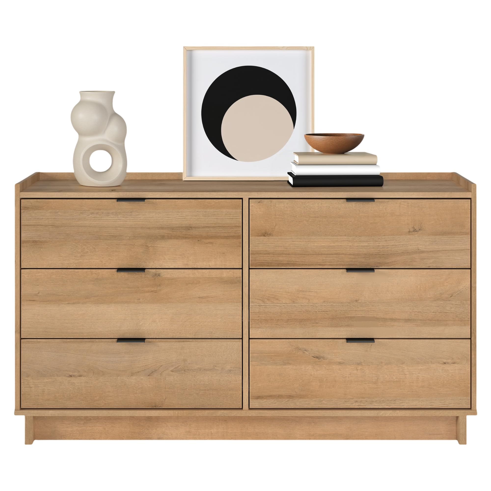 Photo 1 of *** PARTS ONLY****

Prepac Simply Modern 6-Drawer Double Dresser for Bedroom, Chest of Drawers, Modern Bedroom Furniture, 52.5” Wide x 16” deep x 29.5” Tall, Oak