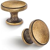Vicycmc Antique Brass Zinc Alloy Solid Cabinet Knobs,Heavy Duty Vintage Retro Single Hole Knobs,Cabinet Hardware for Bedroom,Dresser,Kitchen 6 Pack 8527