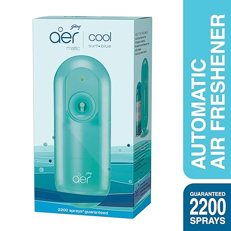 Godrej aer Matic, Automatic Air Freshener Kit with Flexi Control-Cool Surf Blue (225 ml)