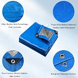 YIJUHOU Tarpaulin 115 GSM Waterproof Blue 2m x 2m Heavy Duty view 4