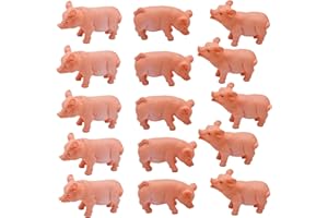 Pinenjoy 15Pcs Reaslistic Mini Pig Figurines 1.7inch Miniature Pink Piggy Figures Cute Resin Cake Toppers for DIY Fairy Garden Moss Landscape Crafts Party Decor