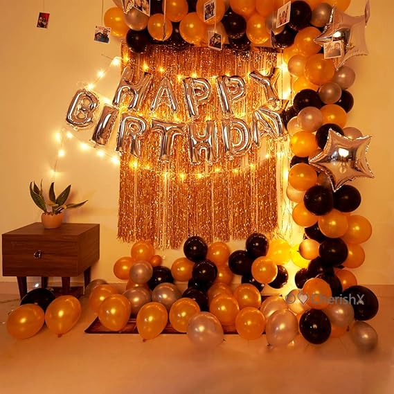golden birthday decoration items silver foil happy