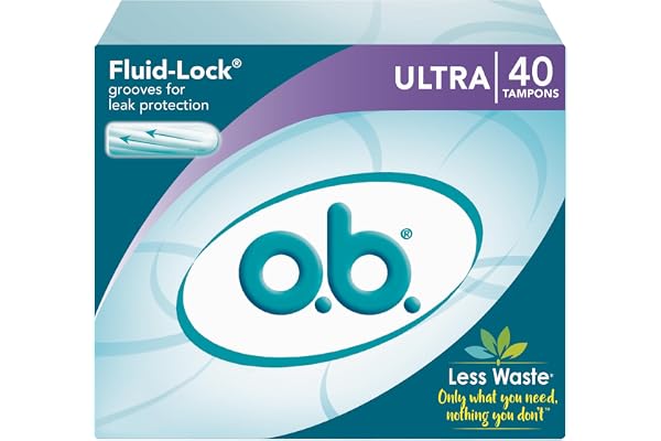 o.b. Original Non-Applicator Tampons, Ultra Absorbancy, Pack of 40 Tampons