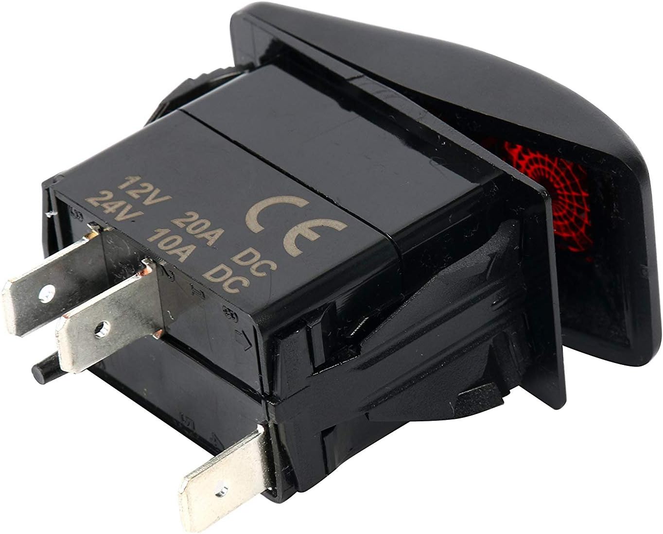 Amarine Made 12v 20 Amp Waterproof Amber LED On/Off Boat Marine SPST 3P Rocker Switch with Light - Orange LED : Sports & Outdoors