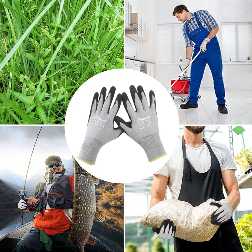 Emerit 2 Packs Bamboo Garden Gloves for Women, Nitrile Coated Working Glove for Gardening, Fishing, Clamming: Clothing