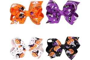 Love Sweety Baby Rose Halloween Headband Infant Pumpkin Hairband Bow Hair Clips (4pc clips)