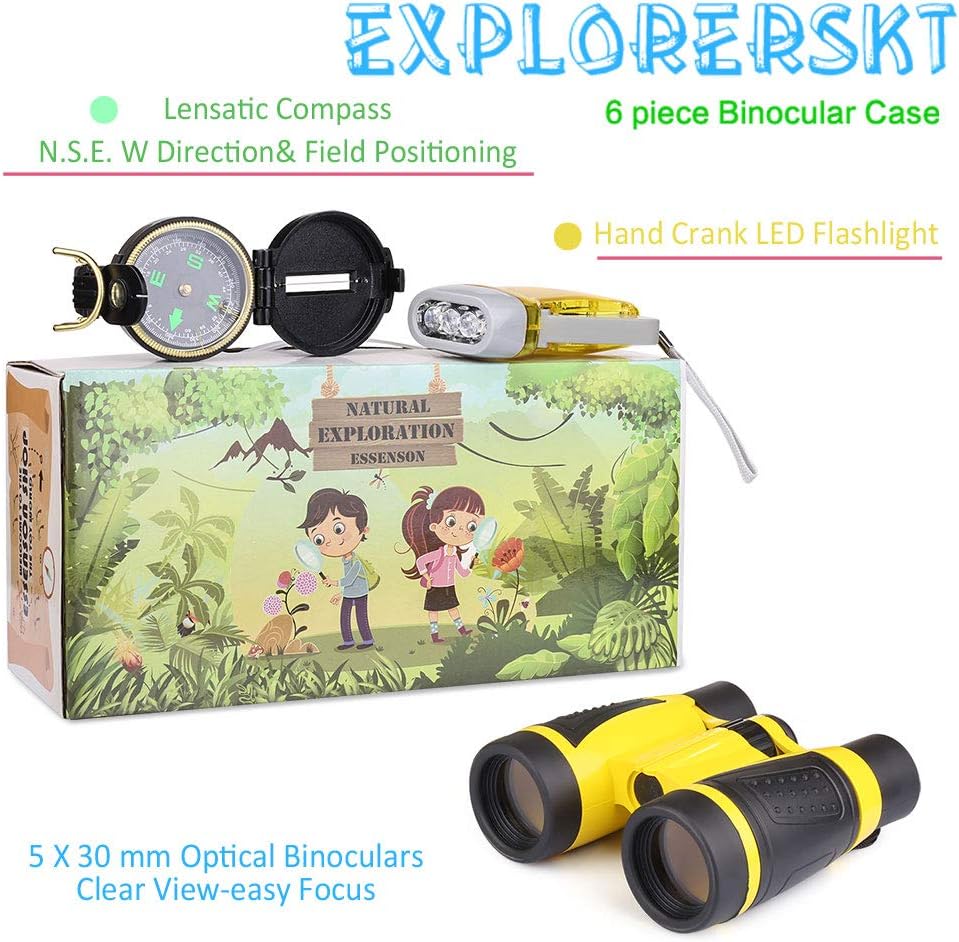 Outdoor Explorer Kit - Bug Catcher Kit with Binoculars, Flashlight, Compass, Magnifying Glass, Butterfly Net and Backpack Toy for Boys Girls Age 3-12 Year Old Camping Hiking: Camera & Photo