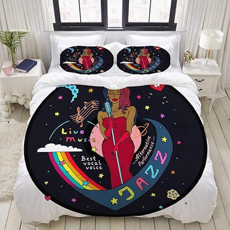 Amazon Mobeiti ベージュ布団カバー シングル 3点セット マイク ミュージシャン ボーカリスト アーティスト 歌っている女の子との音楽イベントとジャズ歌手女性 ベッド用 掛け布団 枕 カバー 洋式 和式兼用 シングル 190 X 210cm 寝具カバーセット オンライン通販