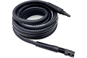 SYXQT Hybrid Air Hose 3/8-Inch x 50FT，300 PSI Heavy Duty, Lightweight, Kink Resistant, All-Weather Flexibility with 1/4-Inch Swivel Solid Aluminum Quick Coupler and Plug, Black