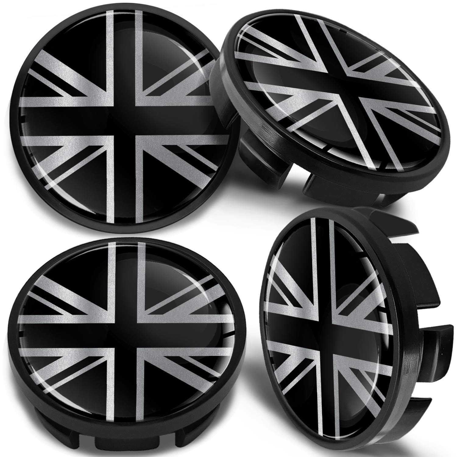 SkinoEu 65mm Wheel Centre Caps Set of 4 Compatible with VW & Skoda Wheels – Plastic Black Alloy Wheel Hub Centre Caps Replacement – Compatible with OEM 3B7601171 6U7601171 (CV 29)