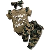 AMAWMW Baby Girl Clothes Set Daddys Little Girl Ruffle Romper Top Camouflage Pants Newborn Infant Baby Girl Outfit