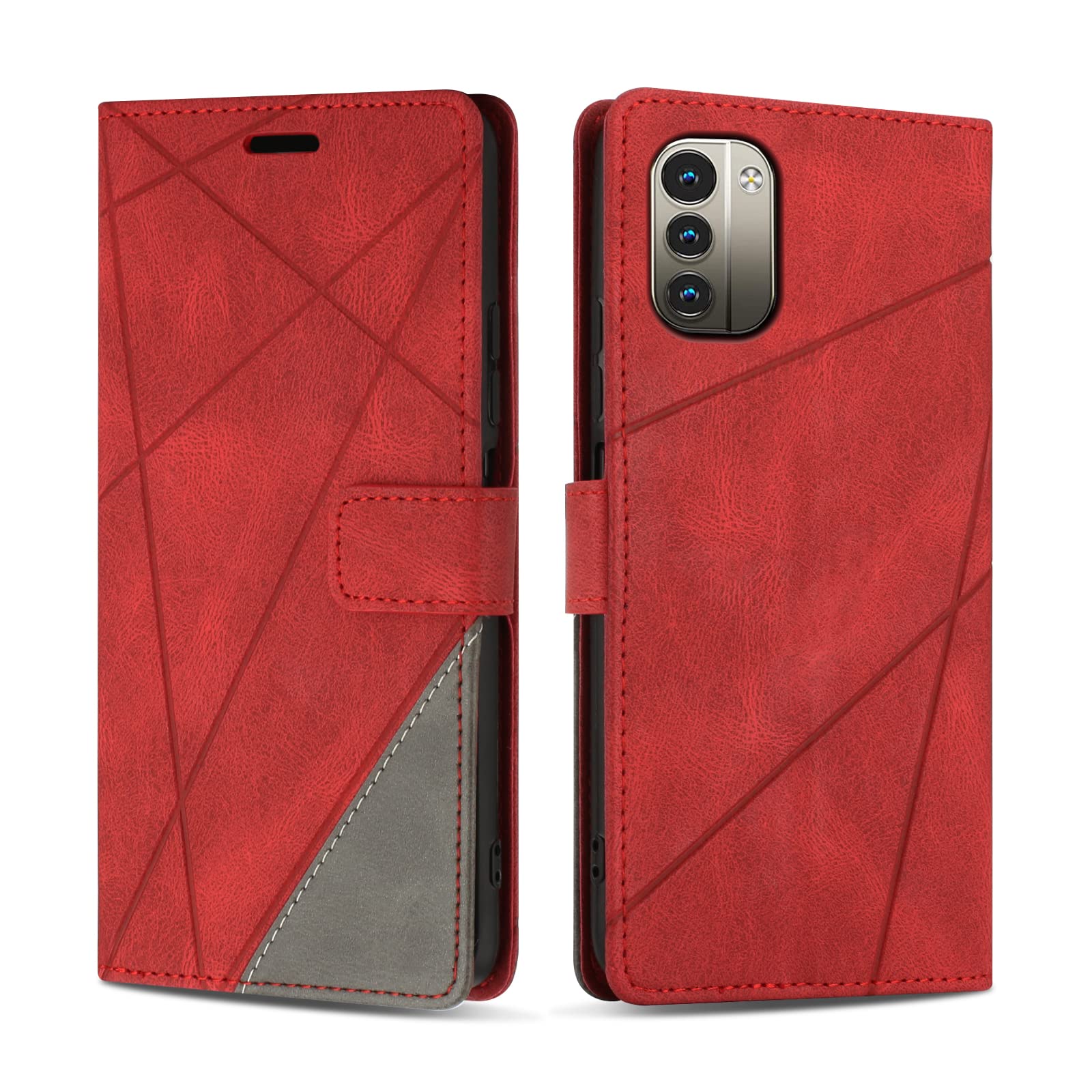 SONWO Case for Nokia G11 / Nokia G21, Premium PU Leather Flip Wallet Case Magnetic Closure Cover Case Card Slots kickstand Phone Case for Nokia G11 / Nokia G21, Red