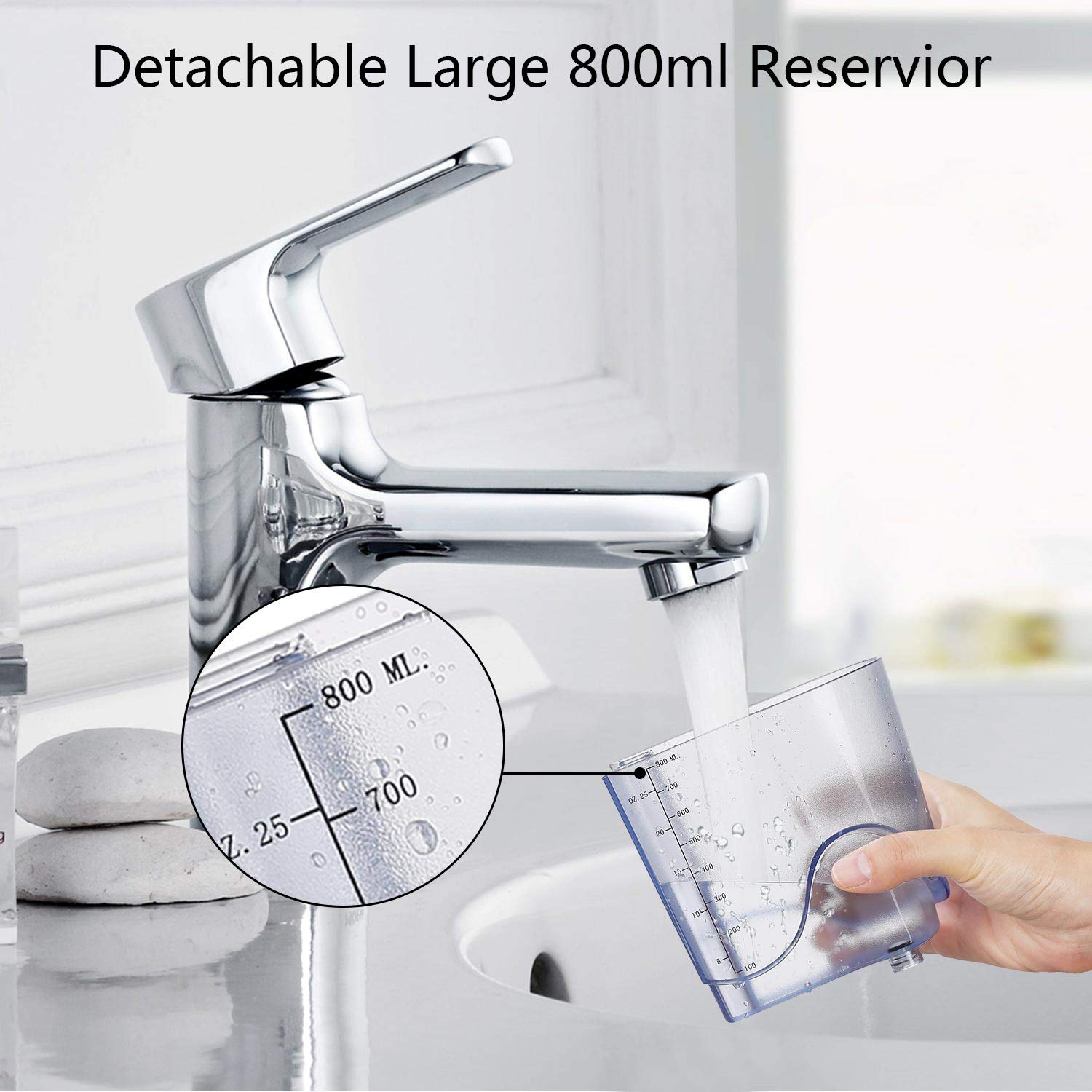 H2ofloss Dental Water Flosser for Teeth Cleaning With 12 Multifunctional Tips & 800ml Capacity, Professional Countertop Oral Irrigator Quiet Design(HF-9 whisper): Beauty