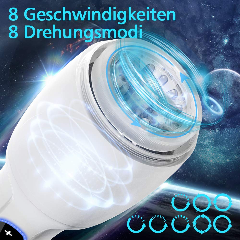 Elektrische Masturbatoren Cup Automatische Masturbieren Mann mit 360° Rotation Masturbator mit 3D Vagina Sexspielzeug für Männer mit 8 Drehungsmodi Touch- Taste Erotik