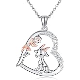 HUKKUN Goat Necklace Crystal Goat Necklace Sterling Silver Heart Goat Necklace Animal Pendant Jewelry for Women Goat Gift for Goat Lovers